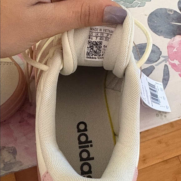 Adidas Women's Cream and Mauve Sneakers - Picture 3 of 6